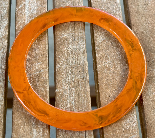 BS57 cloudy marbled orange marmalade bakelite spacer bangle